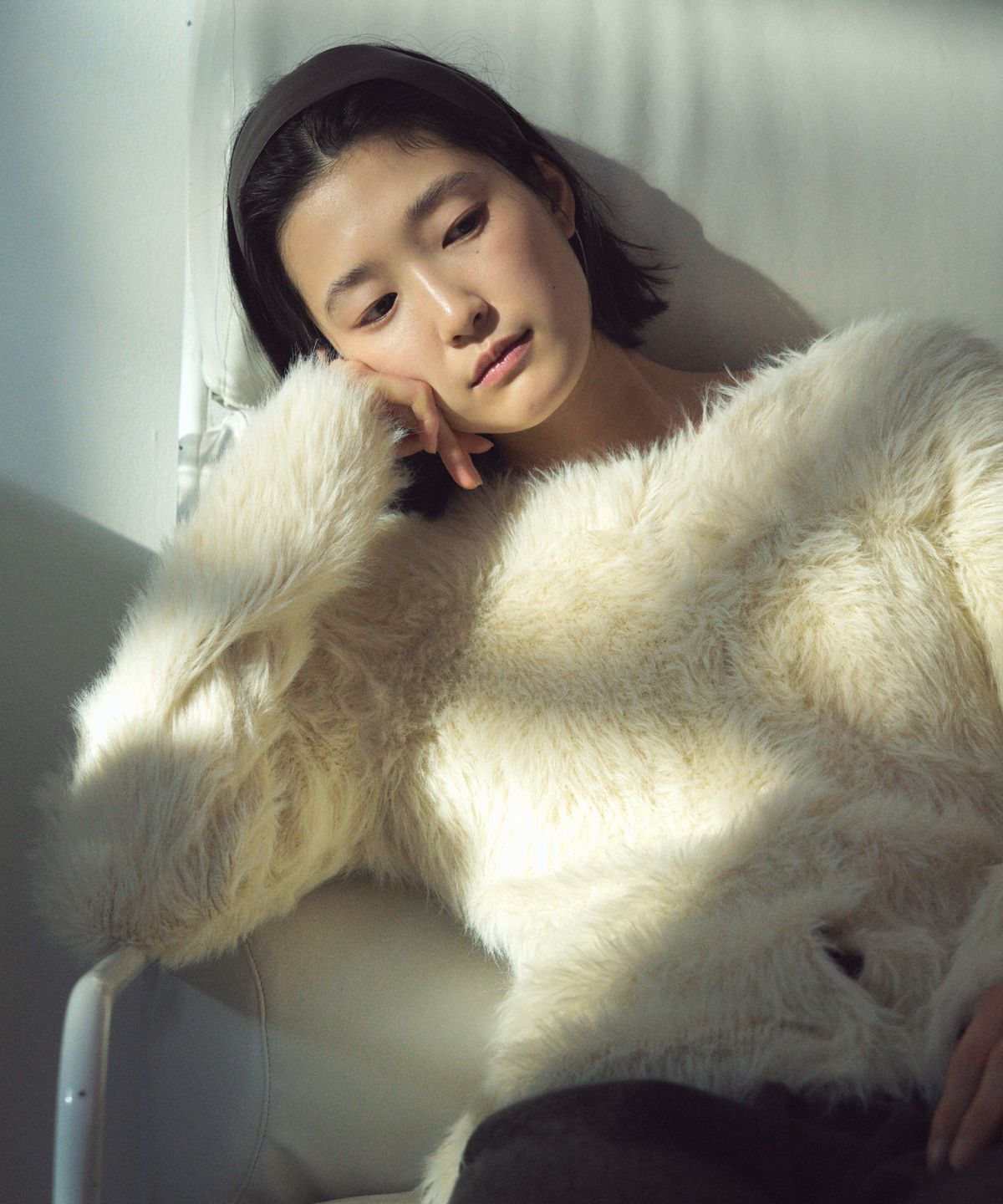 씨타(CITTA) Soft Fur Round Knit Cardigan_CTK244(Cream)