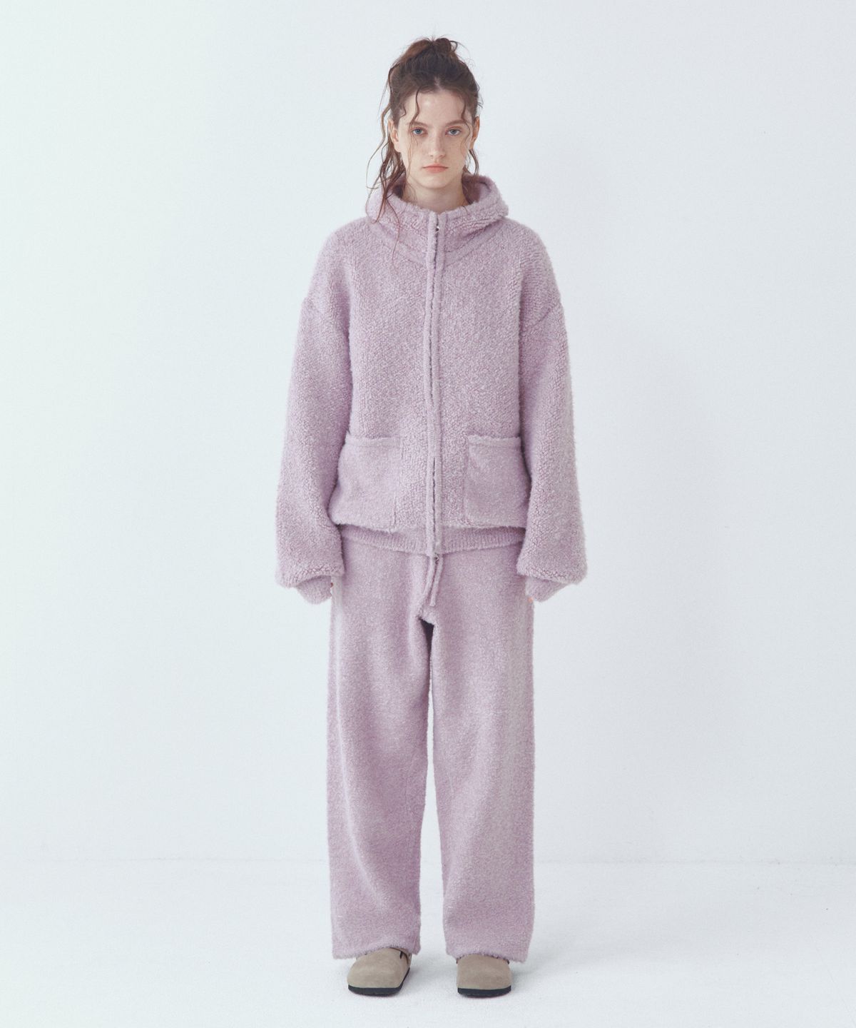 씨타(CITTA) Wool Blended Heavy Brush Knit Hood Zip-up_CTK243(Lavender)