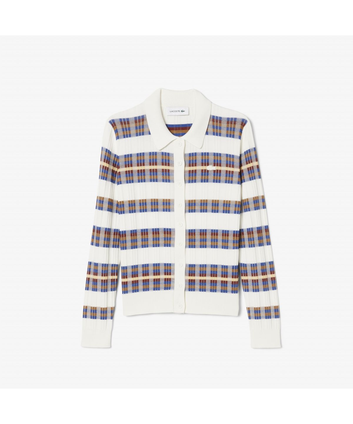라코스테(LACOSTE) 여성 플리츠 립조직 긴팔 폴로 가디건 AF7614-55N 6QI