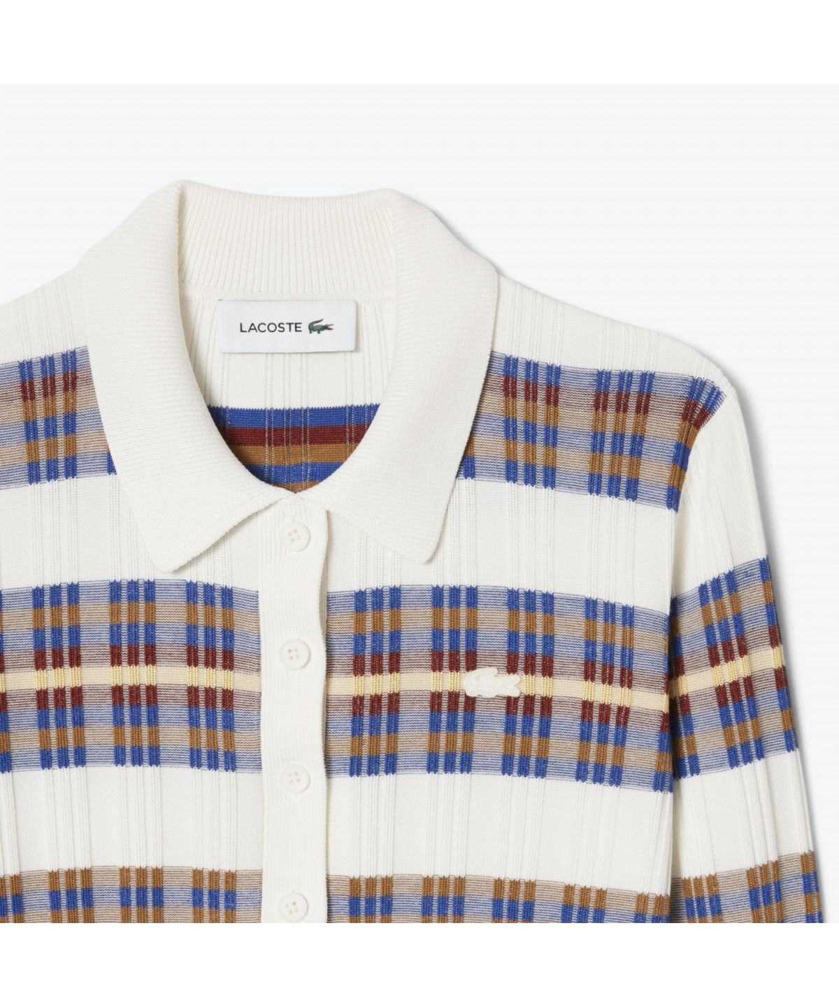라코스테(LACOSTE) 여성 플리츠 립조직 긴팔 폴로 가디건 AF7614-55N 6QI