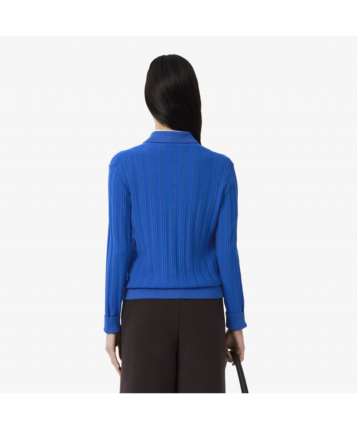 라코스테(LACOSTE) 여성 플리츠 립조직 긴팔 폴로 가디건 AF7614-55N C4X