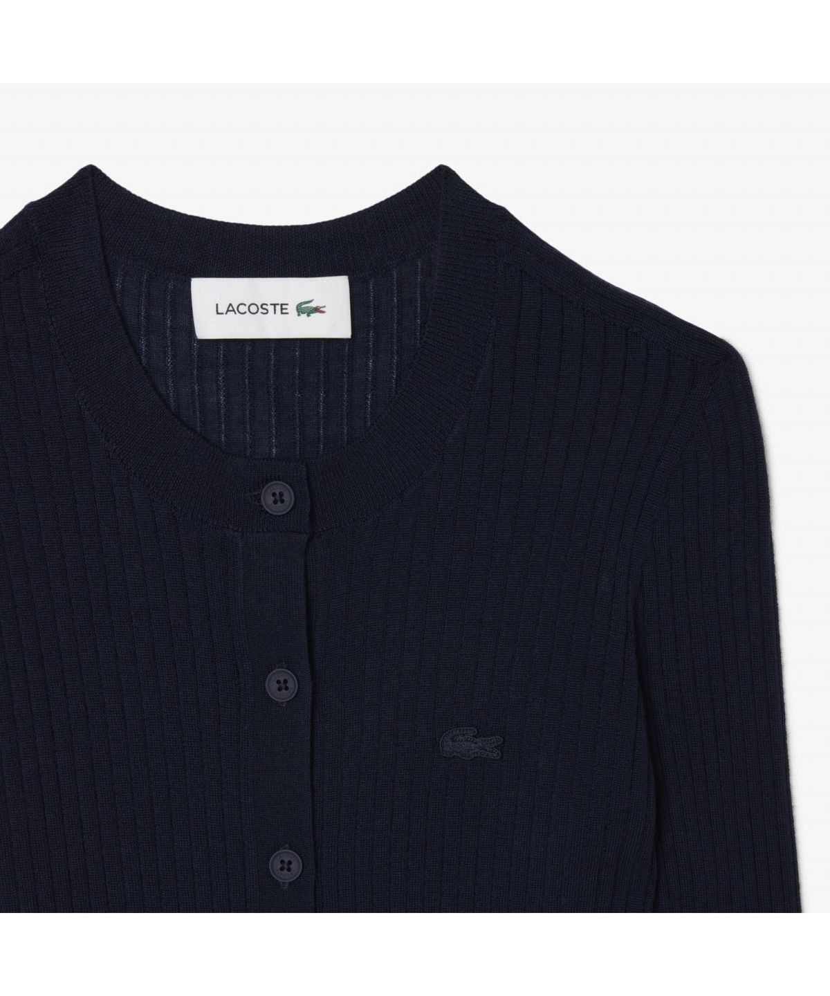 라코스테(LACOSTE) 여성 립조직 메리노울 크루넥 가디건 AF4141-55N 166