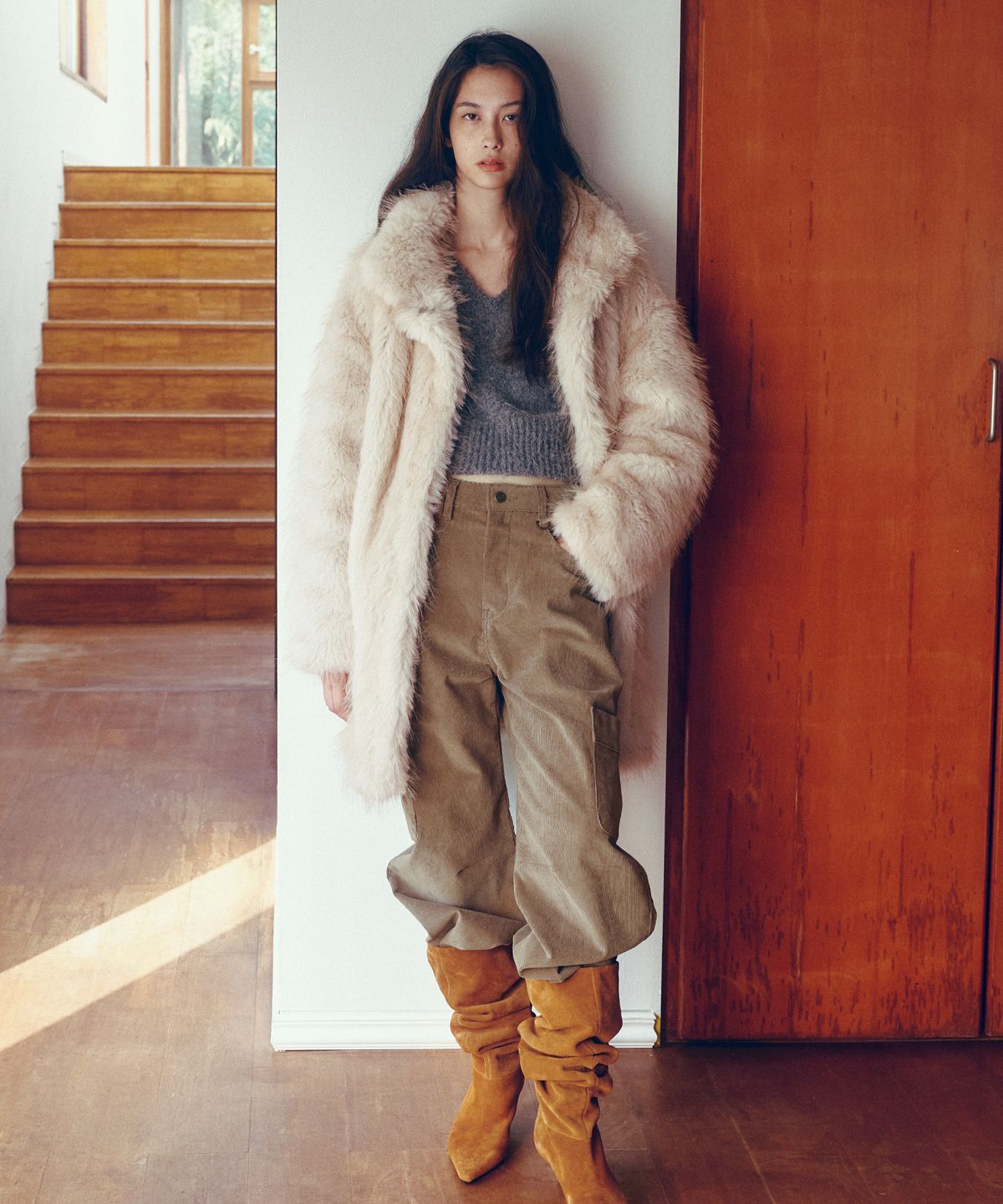 씨타(CITTA) Vintage Soft Fur Coat_CTO150(Ivory)