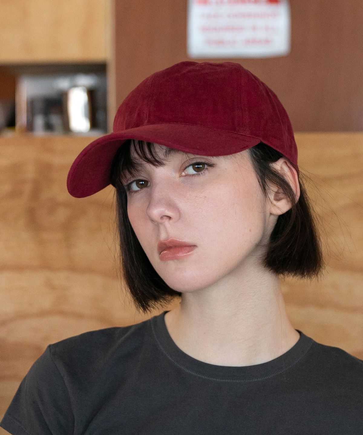 챕터(CHAPTER) SIGNATURE PEACH BALL CAP-레드와인