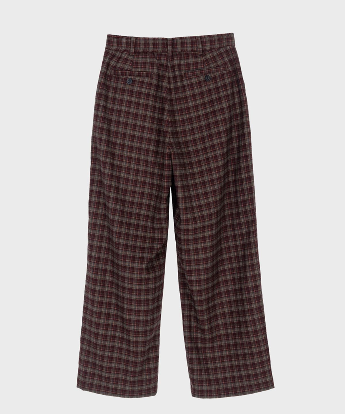 프레프(PREF) BURGUNDY TRATAN CHECK ELASTIC WAIST TROUSER