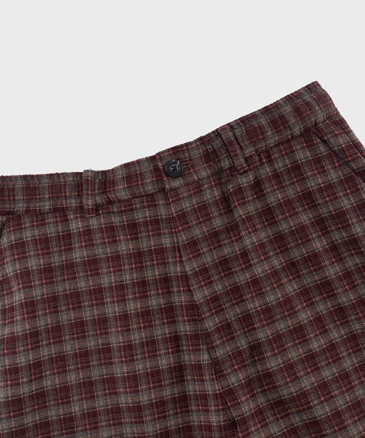 프레프(PREF) BURGUNDY TRATAN CHECK ELASTIC WAIST TROUSER