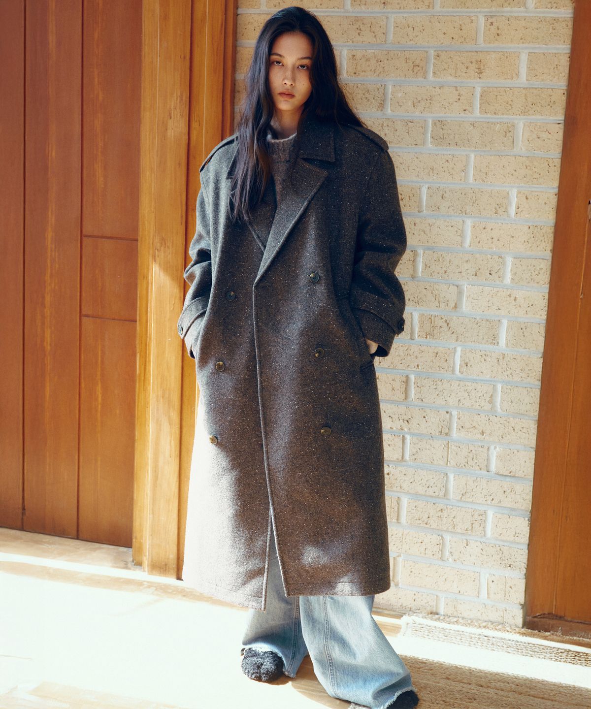 씨타(CITTA) Wool Blended Tailored Maxi Long Coat_CTO148(Charcoal)