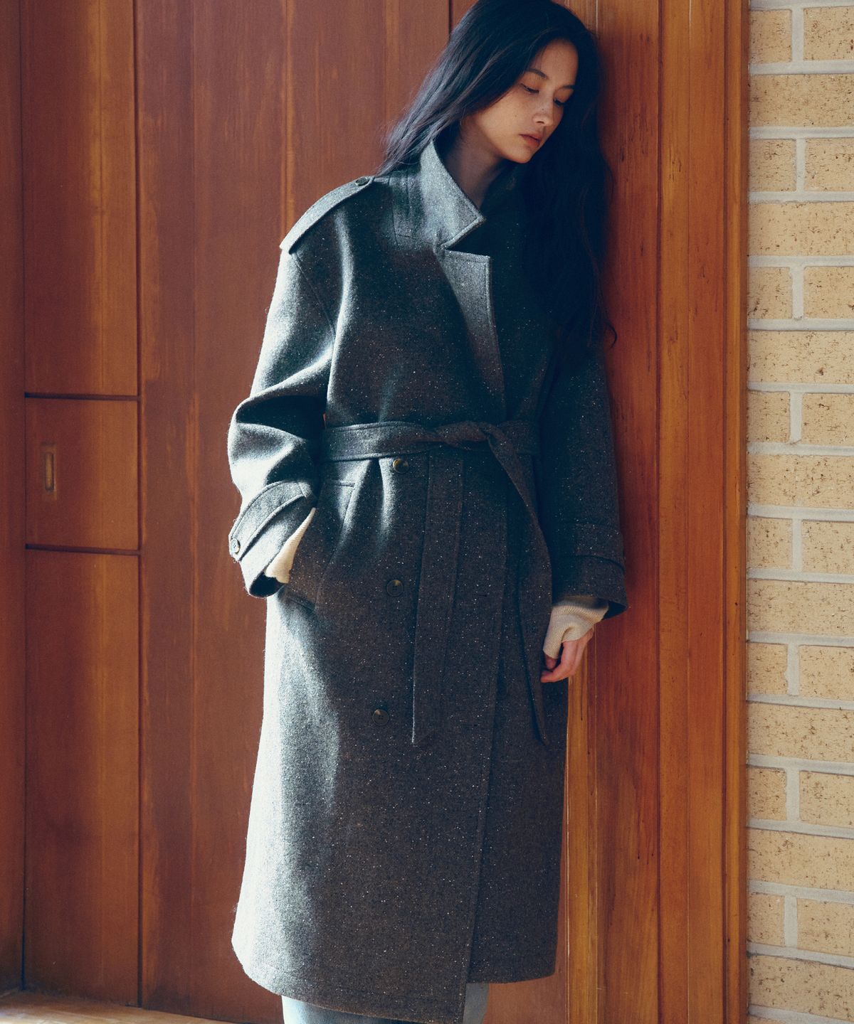 씨타(CITTA) Wool Blended Tailored Maxi Long Coat_CTO148(Charcoal)