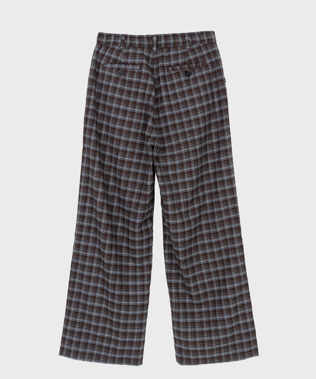 프레프(PREF) BROWN TRATAN CHECK ELASTIC WAIST TROUSER