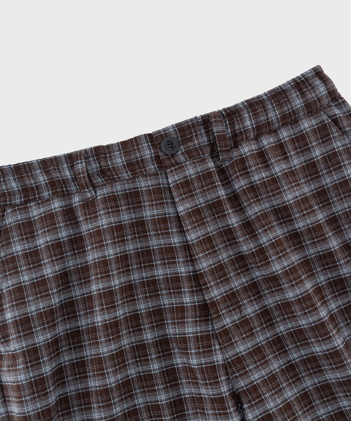 프레프(PREF) BROWN TRATAN CHECK ELASTIC WAIST TROUSER