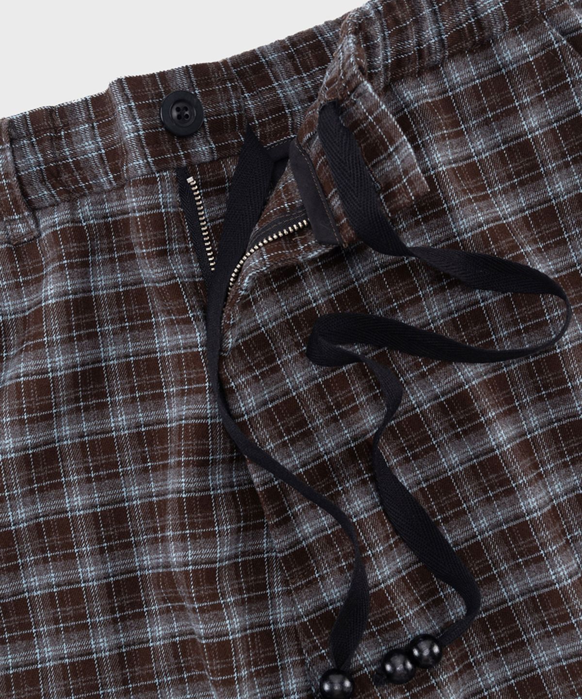 프레프(PREF) BROWN TRATAN CHECK ELASTIC WAIST TROUSER