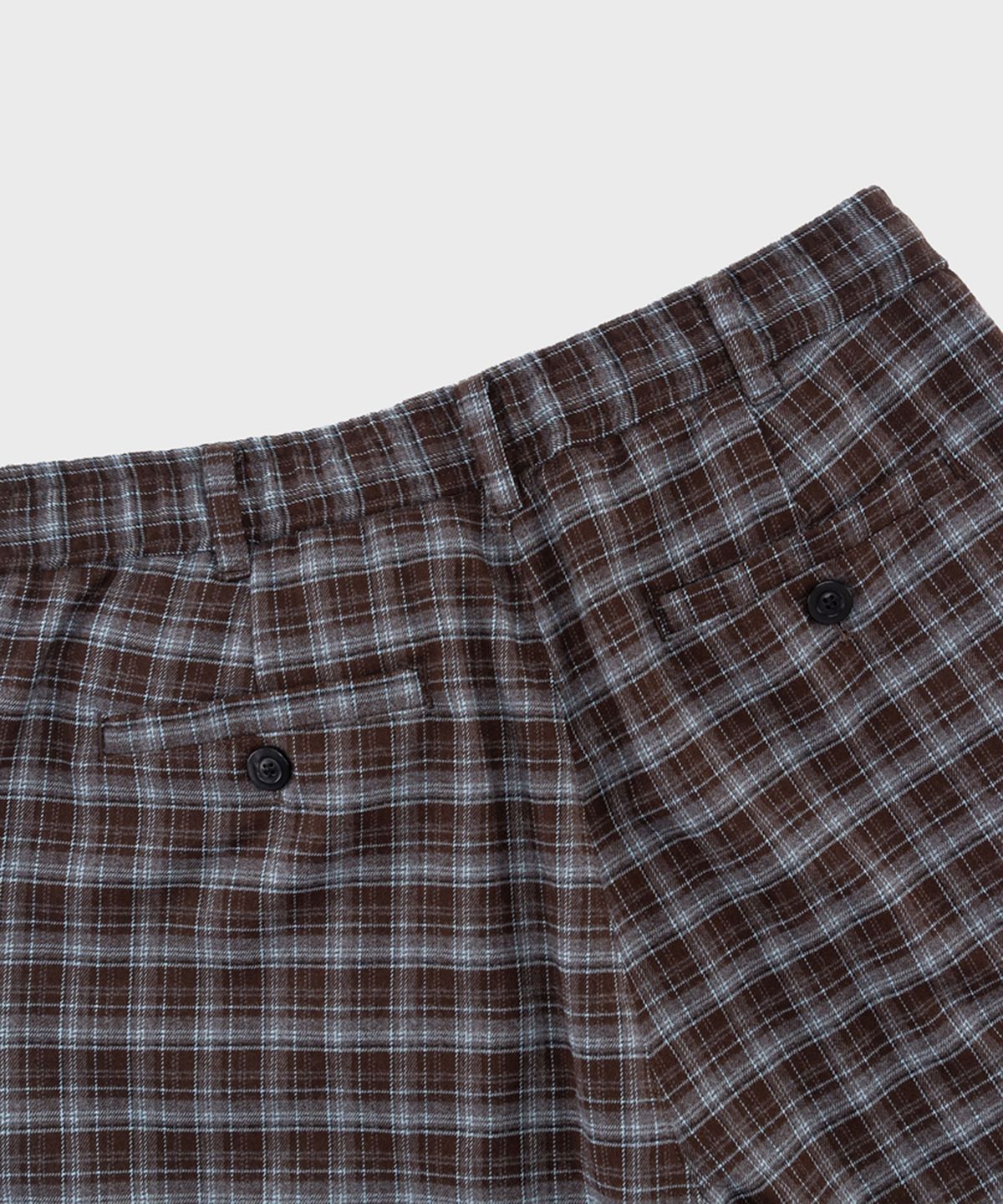 프레프(PREF) BROWN TRATAN CHECK ELASTIC WAIST TROUSER