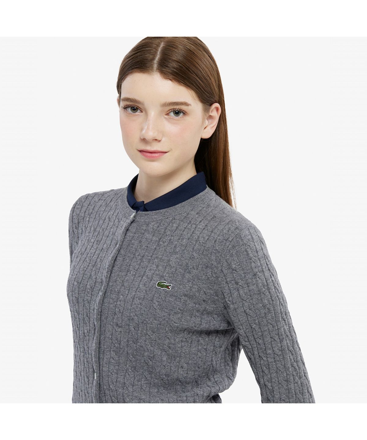 라코스테(LACOSTE) 여성 케이블 크루넥 가디건 AF092E-55N CCA