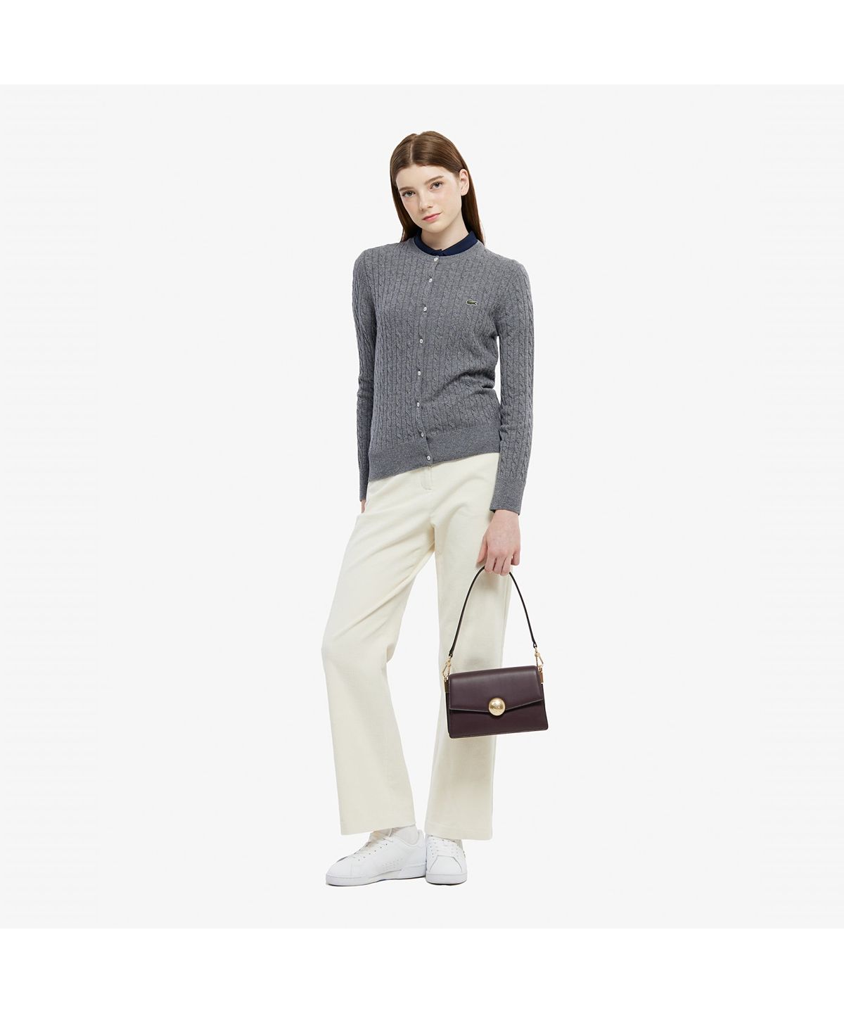 라코스테(LACOSTE) 여성 케이블 크루넥 가디건 AF092E-55N CCA