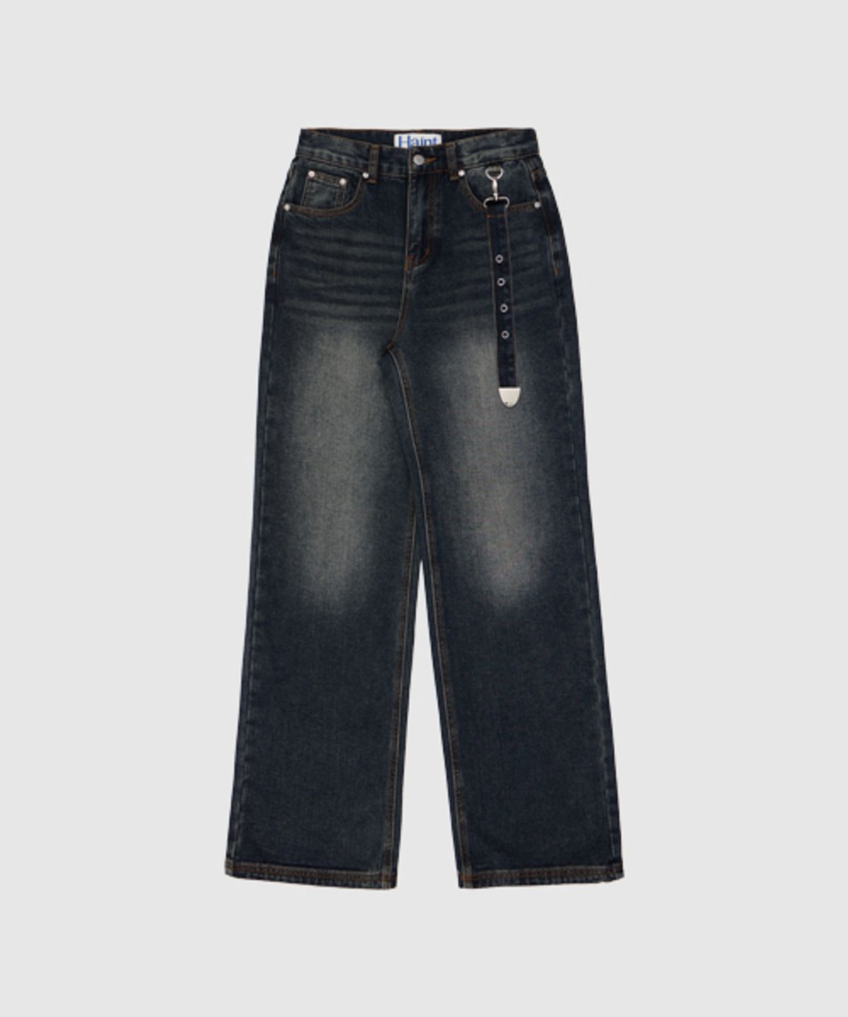 헤인트(HAINT) [기모] NOMERN KEYRING DENIM PANTS_DARK BLUE