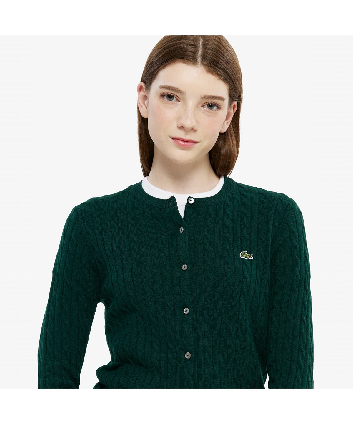 라코스테(LACOSTE) 여성 케이블 크루넥 가디건 AF092E-55N YZP