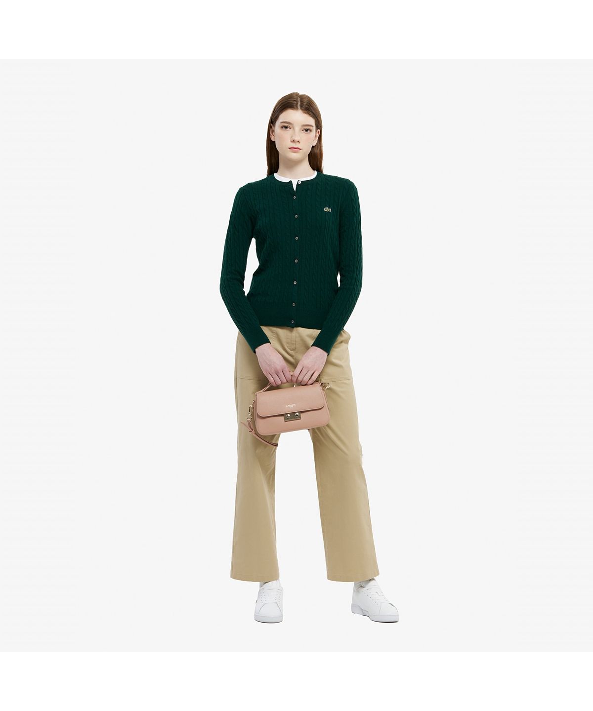 라코스테(LACOSTE) 여성 케이블 크루넥 가디건 AF092E-55N YZP