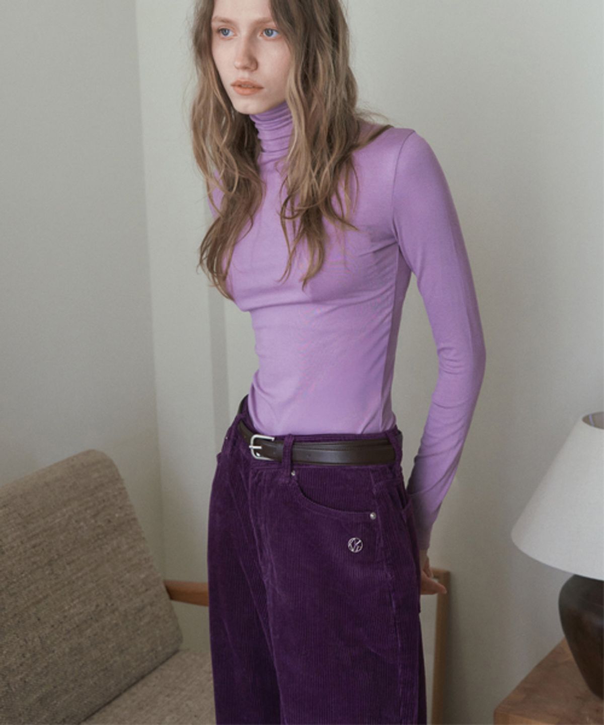 헤인트(HAINT) HAZEL STRAIGHT-CUT CORDUROY PANTS 6COL_PURPLE