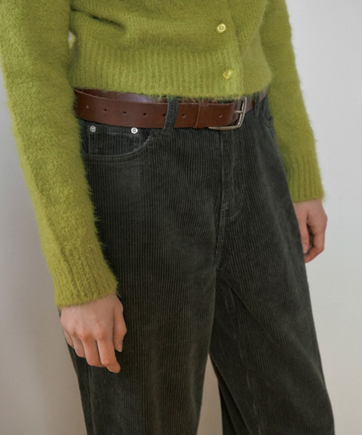 헤인트(HAINT) HAZEL STRAIGHT-CUT CORDUROY PANTS 6COL_DEEP GREEN