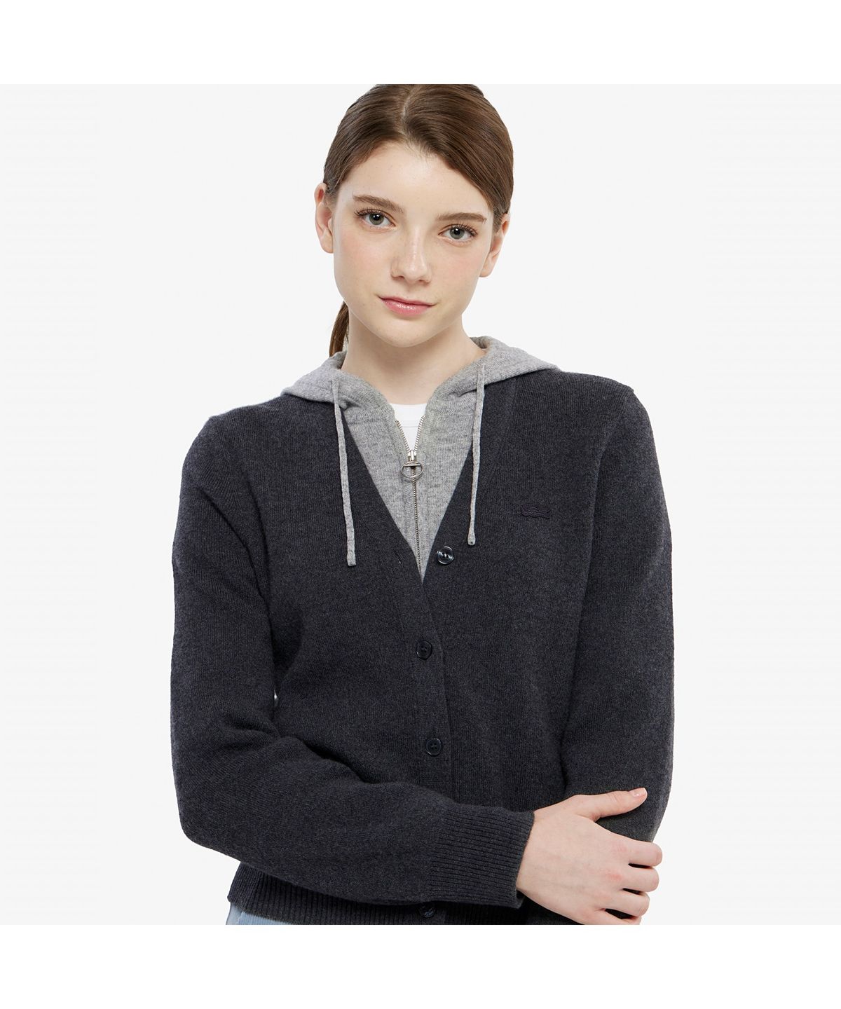 라코스테(LACOSTE) 여성 베이직 브이넥 가디건 AF209E-55N 050