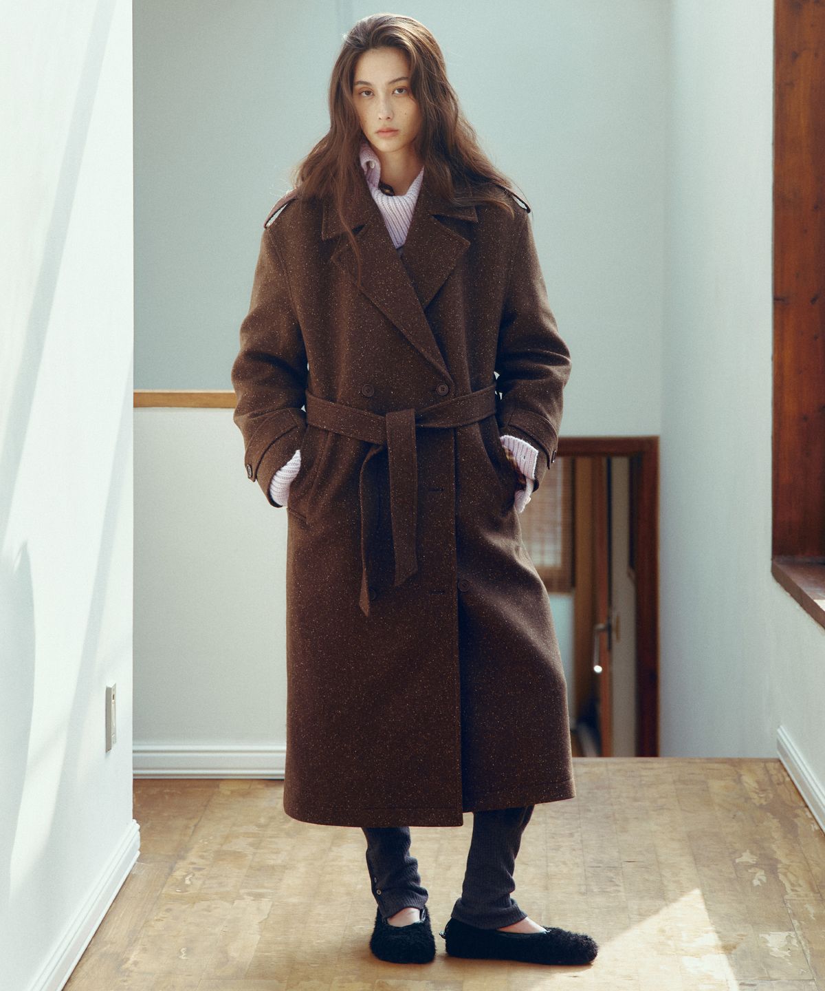씨타(CITTA) Wool Blended Tailored Maxi Long Coat_CTO148(Brown)