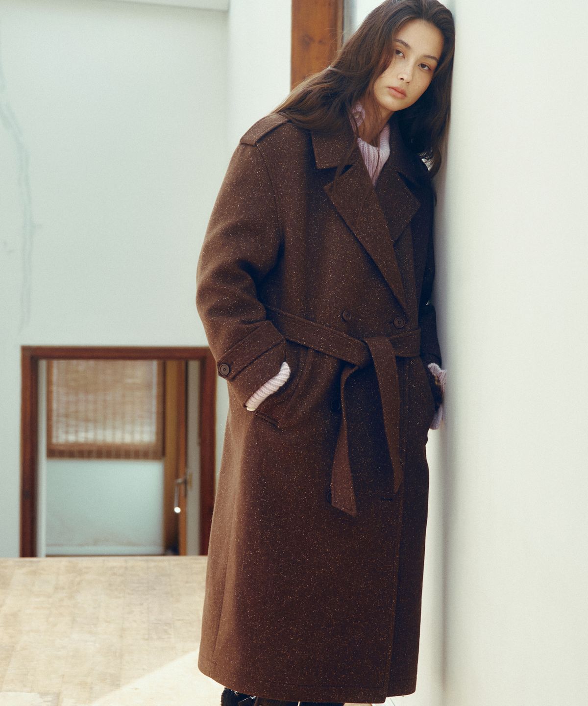 씨타(CITTA) Wool Blended Tailored Maxi Long Coat_CTO148(Brown)