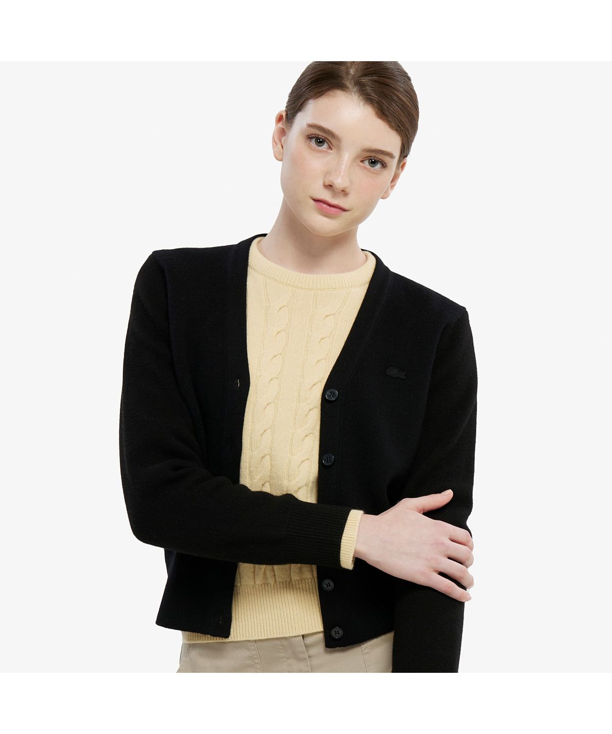 라코스테(LACOSTE) 여성 베이직 브이넥 가디건 AF209E-55N 031
