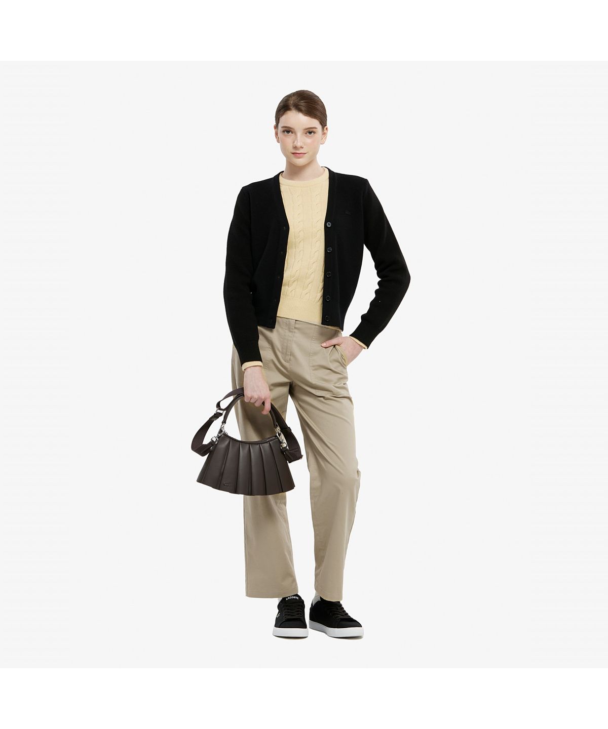 라코스테(LACOSTE) 여성 베이직 브이넥 가디건 AF209E-55N 031