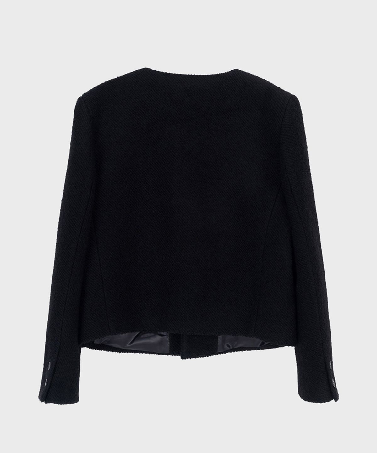 프레프(PREF) BLACK WOOL ALPACA COLLARLESS JACKET