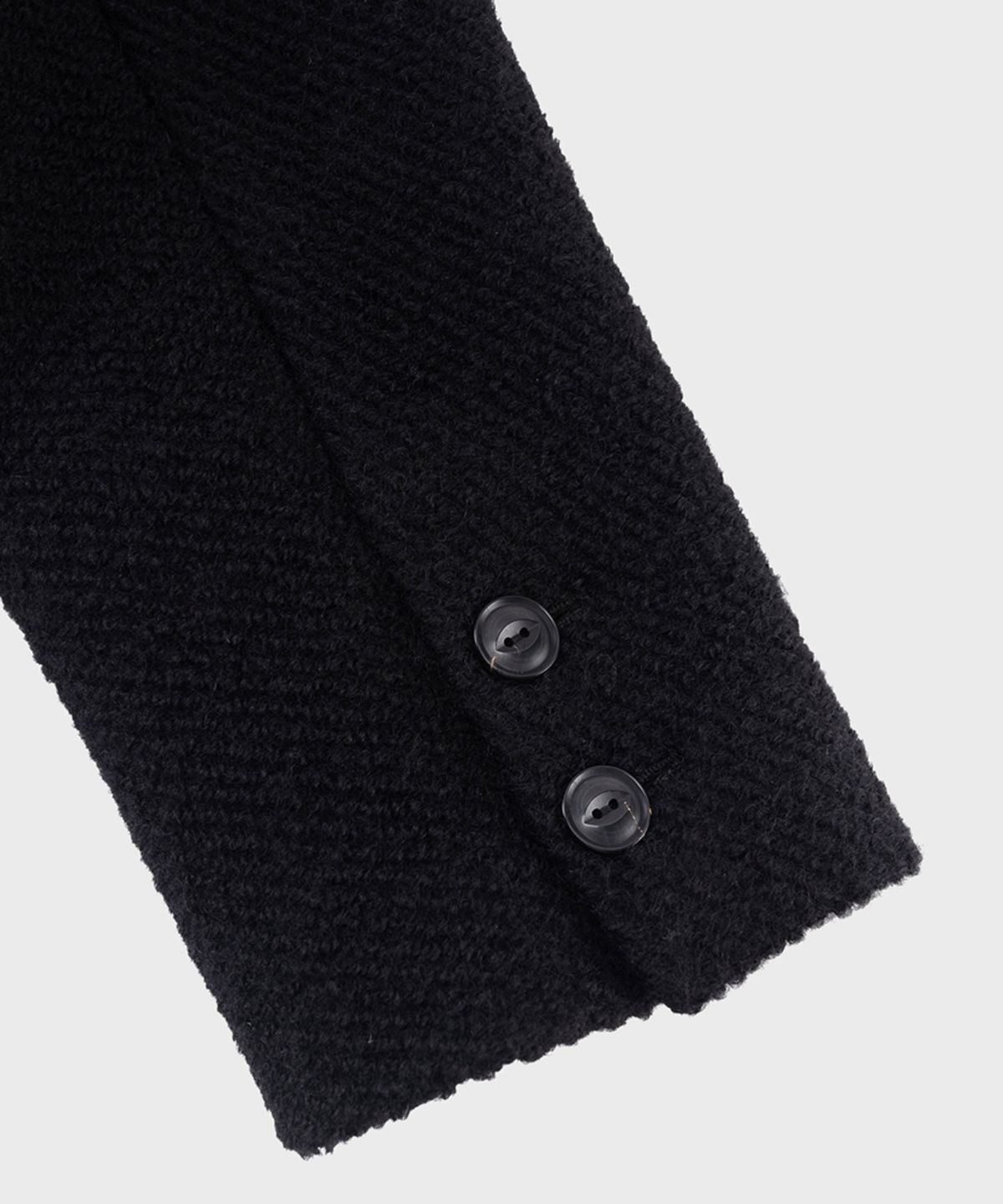 프레프(PREF) BLACK WOOL ALPACA COLLARLESS JACKET