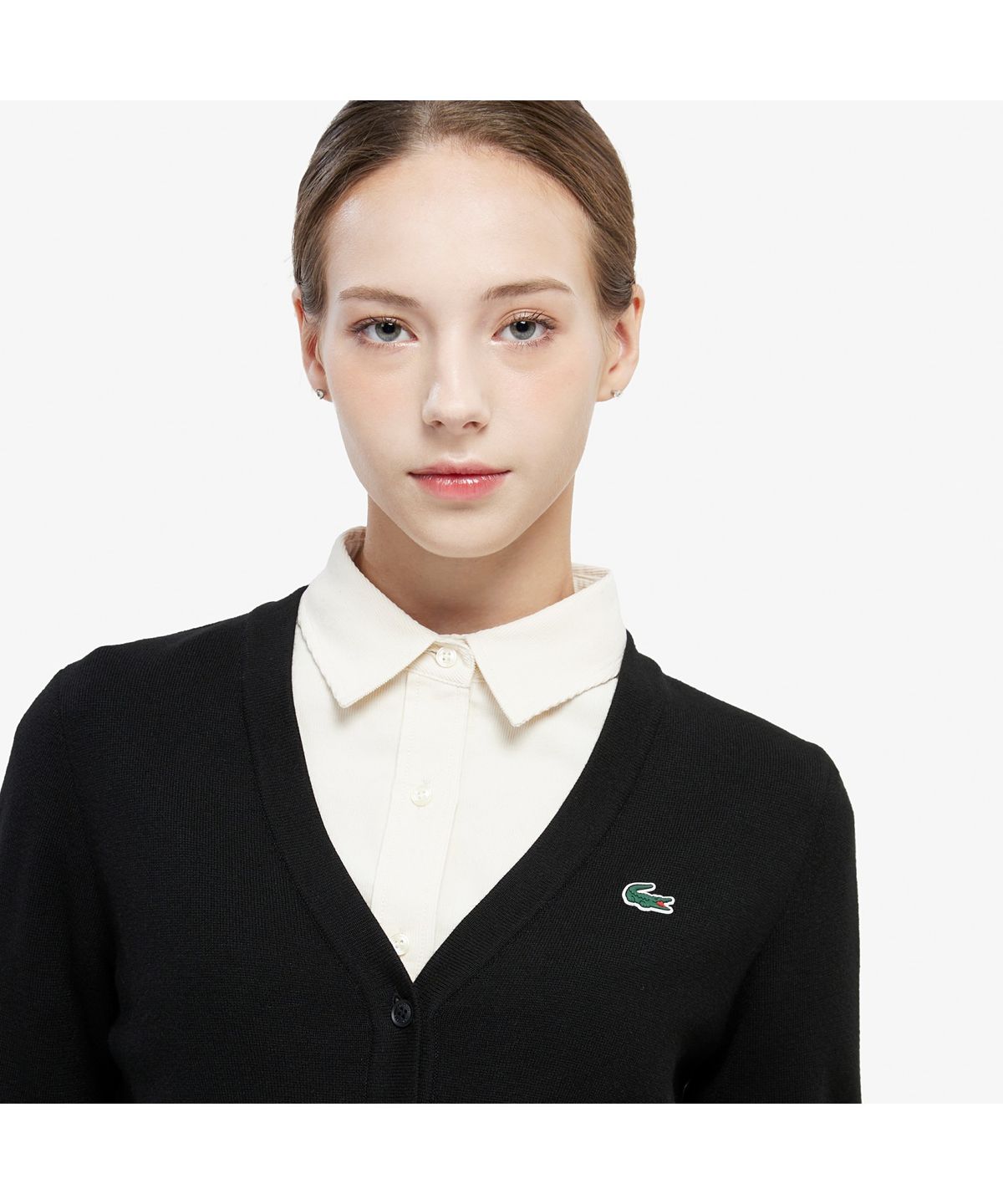 라코스테(LACOSTE) 여성 컬러 티핑 버튼 가디건 AF930E-55N 031