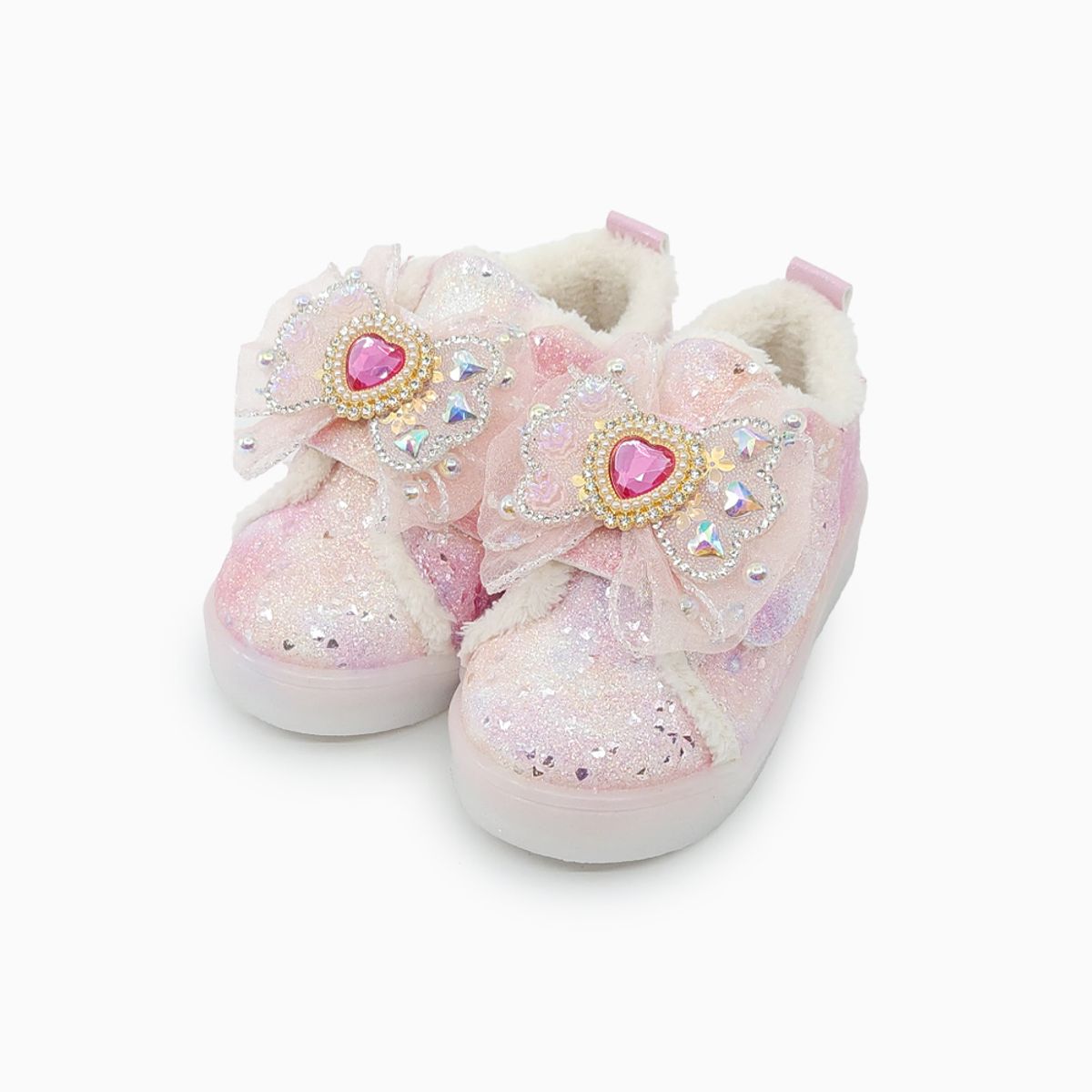 베이비솔(BABYSOLE) 폼폼쥬얼리LED털운동화
