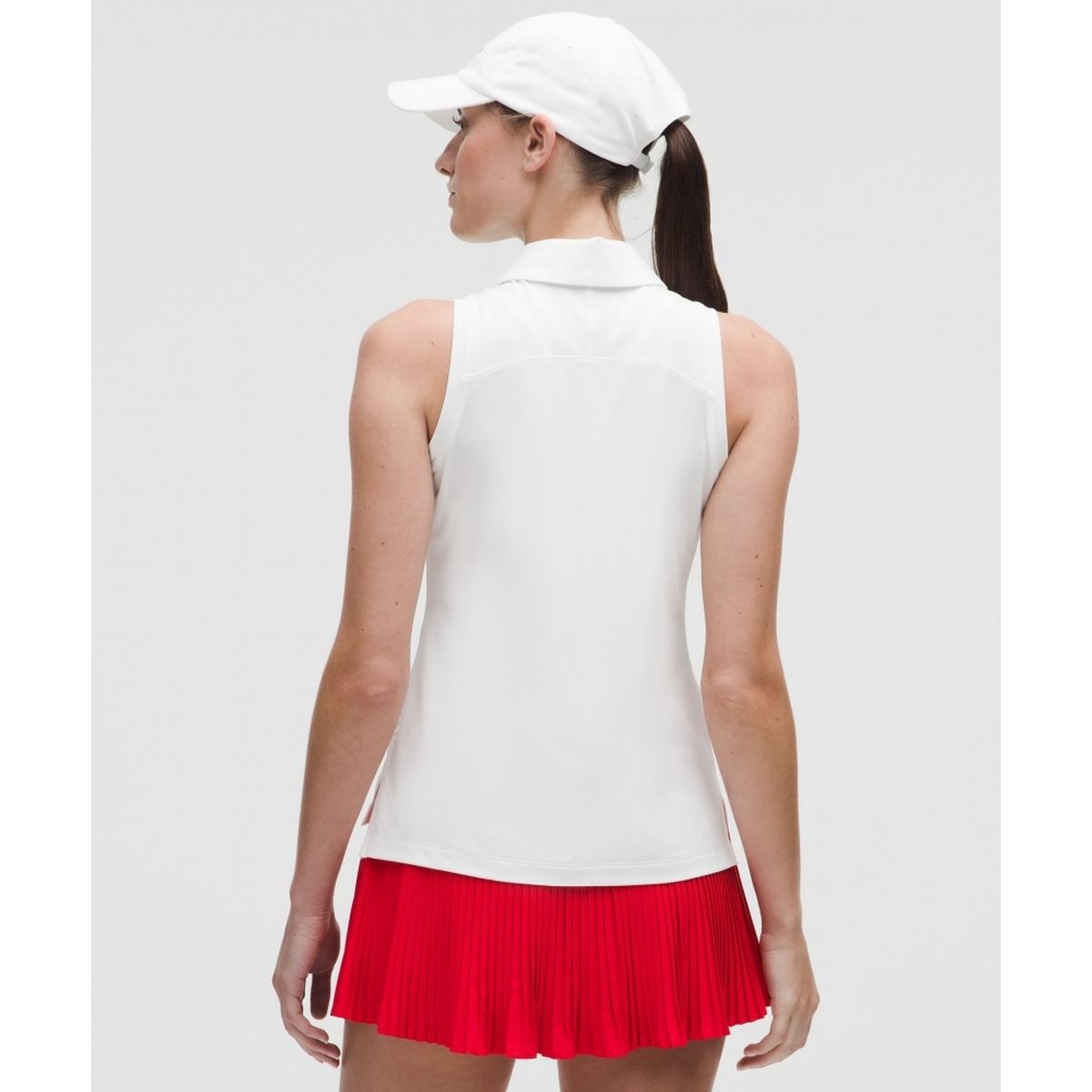 룰루레몬(LULULEMON) 퀵 드라이 슬리브리스 폴로 셔츠 스트레이트 헴 *로고  WHT