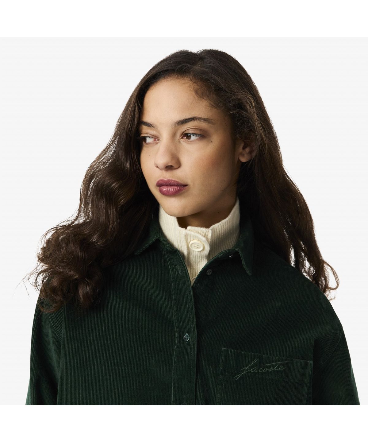 라코스테(LACOSTE) 여성 코듀로이 로고 자수 셔츠 CF5336-55N YZP
