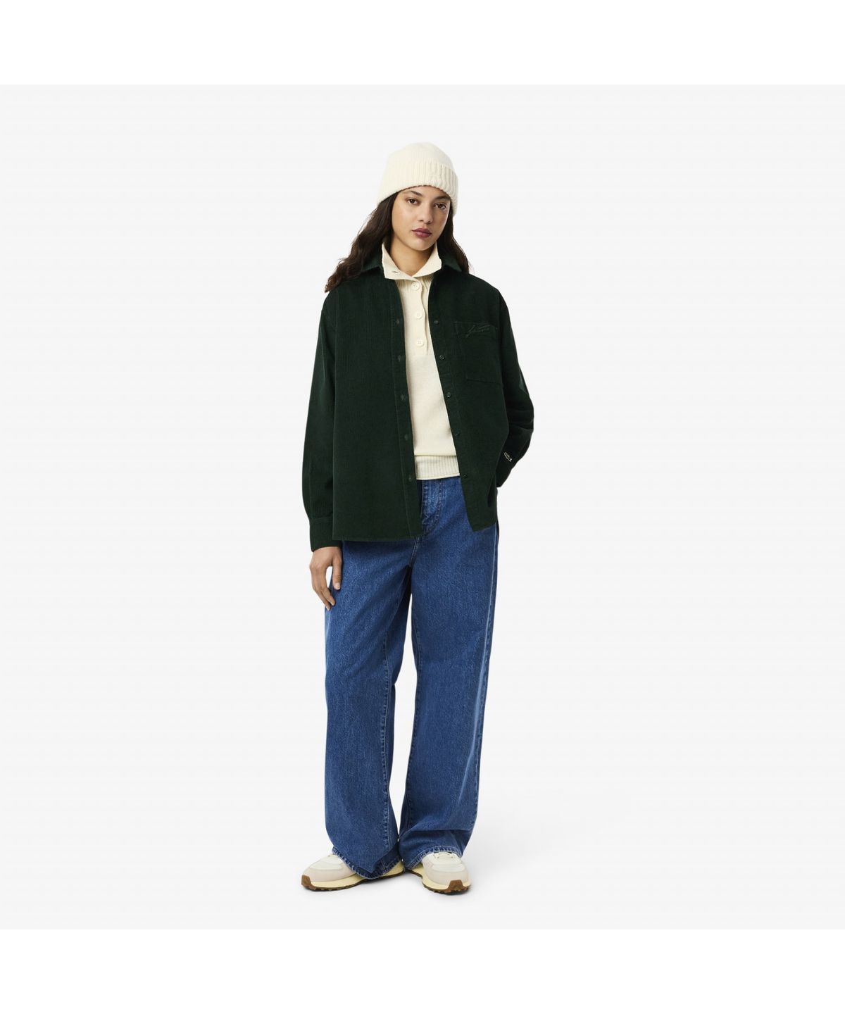 라코스테(LACOSTE) 여성 코듀로이 로고 자수 셔츠 CF5336-55N YZP