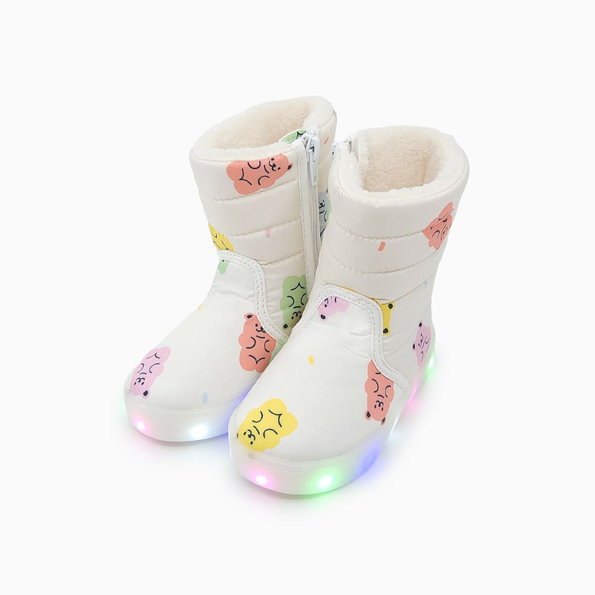 베이비솔(BABYSOLE) 젤리곰 LED 털부츠
