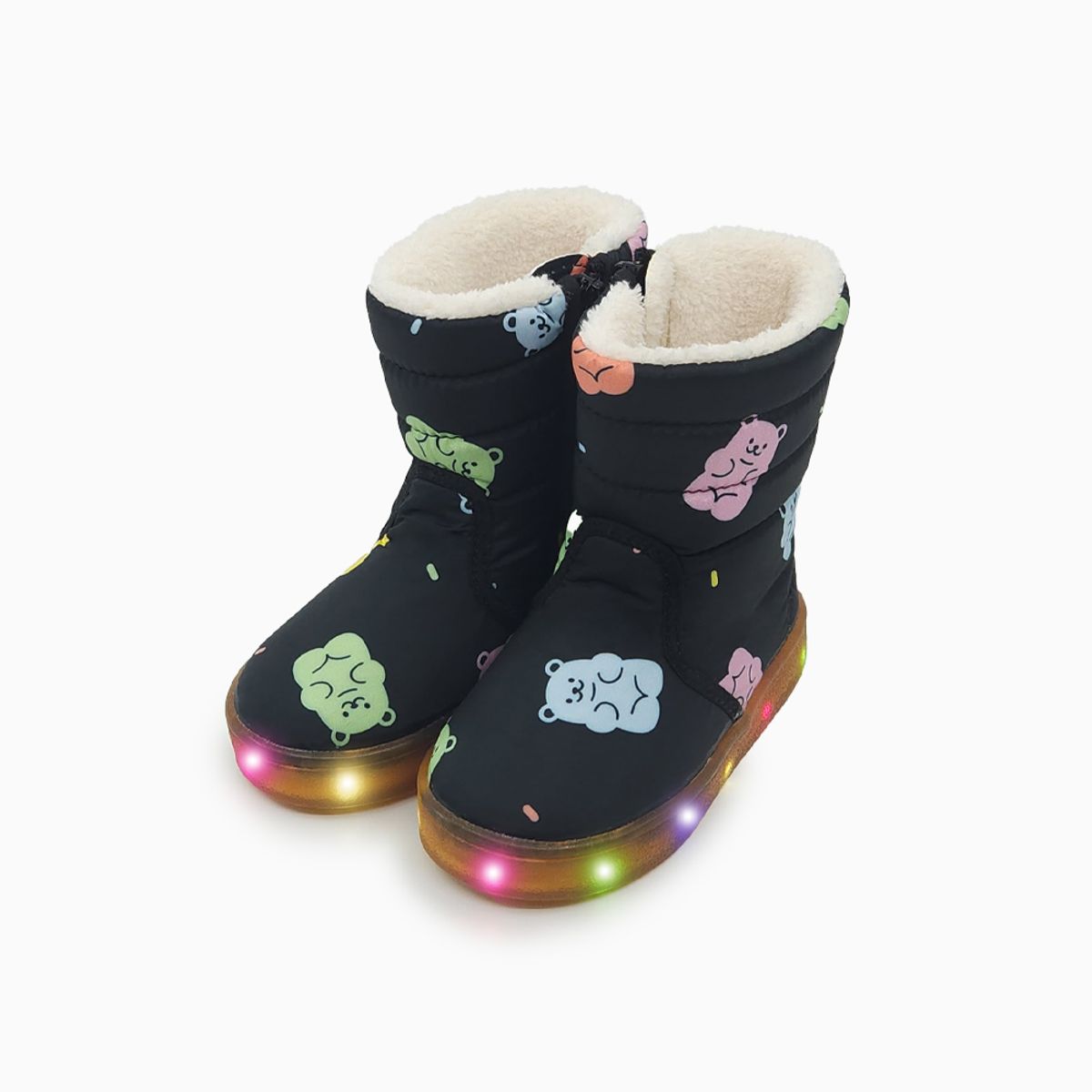 베이비솔(BABYSOLE) 젤리곰 LED 털부츠