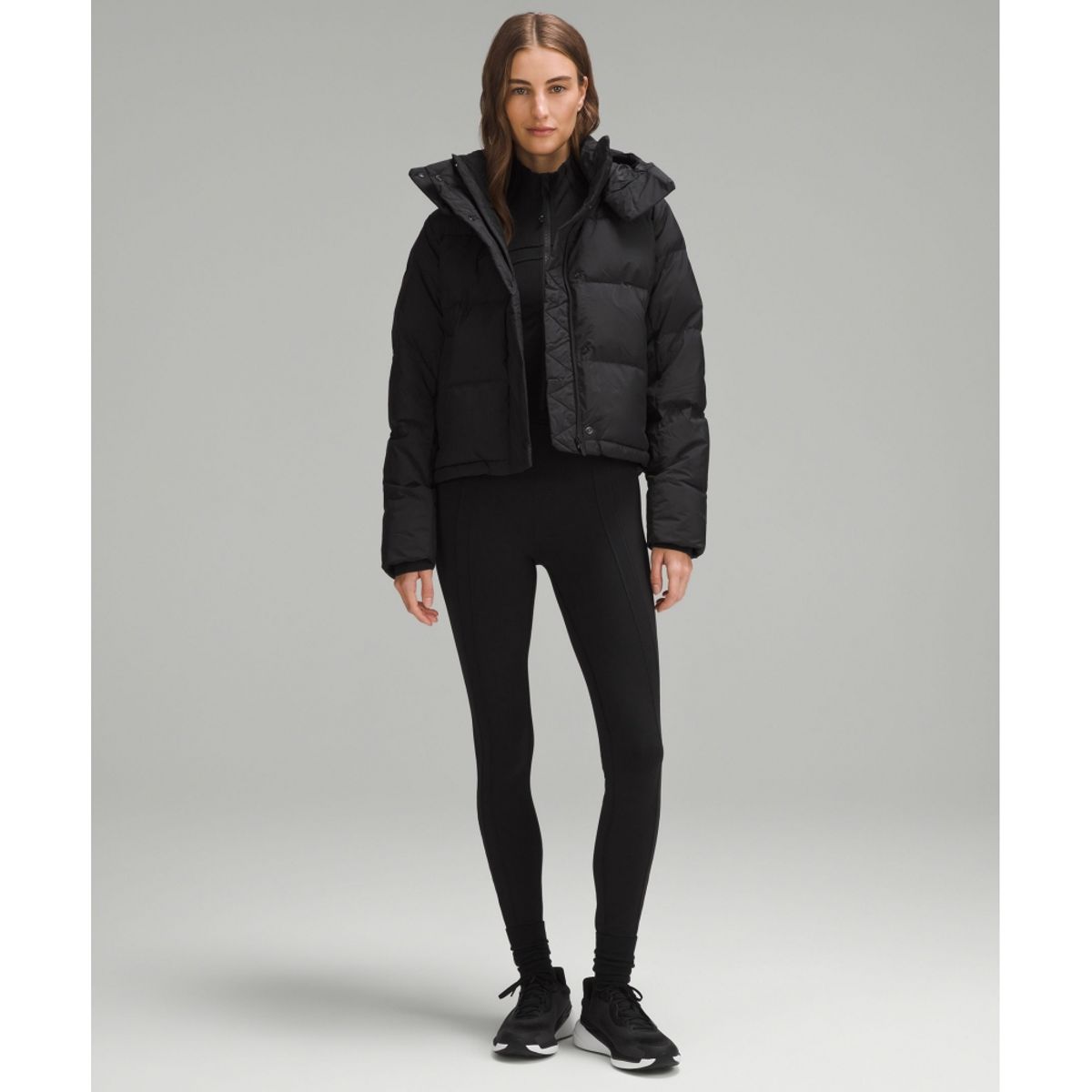 룰루레몬(LULULEMON) 원더 퍼프 600 다운 필 크롭 재킷  BLK