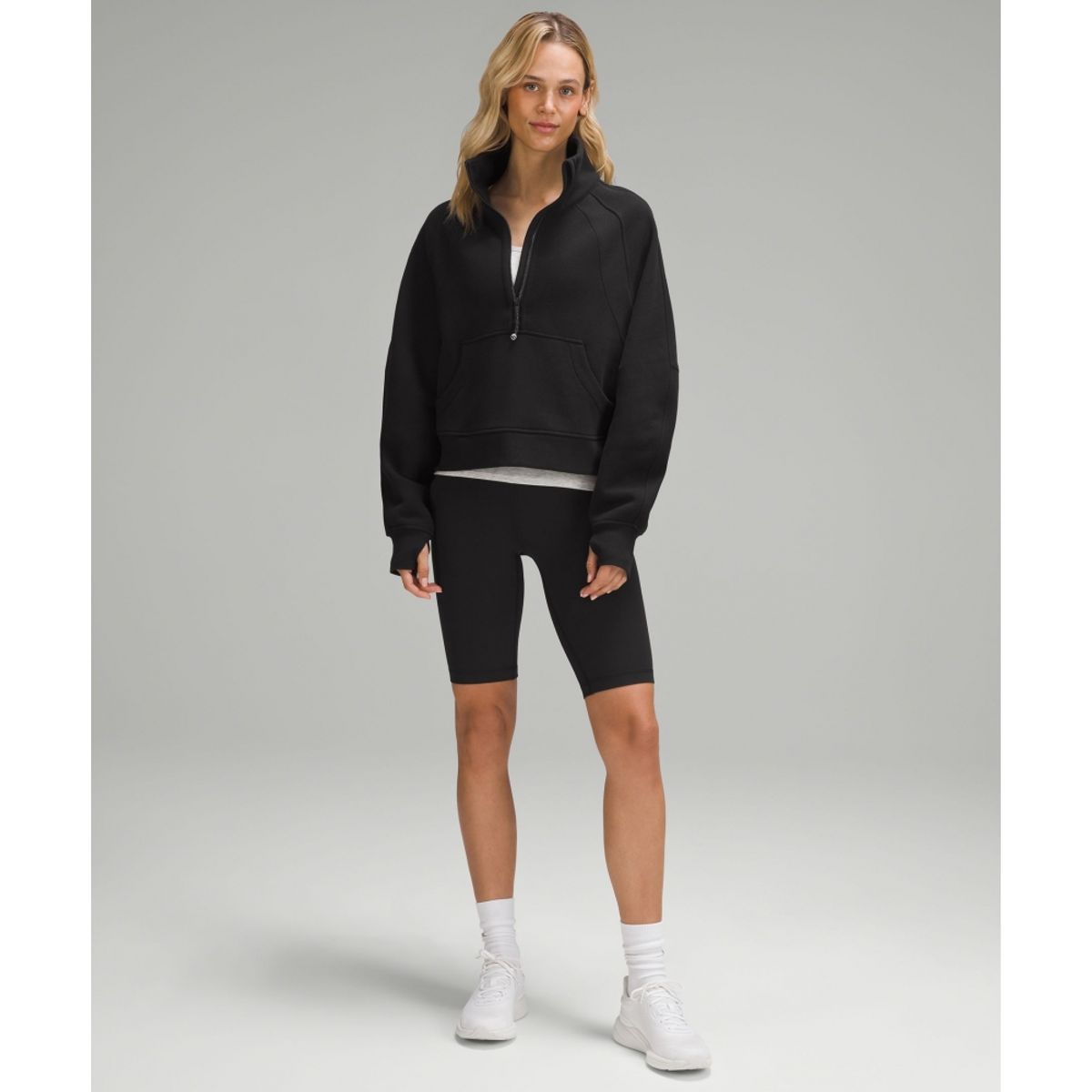 룰루레몬(LULULEMON) 스쿠바 오버사이즈드 퍼넬넥 하프집  BLK