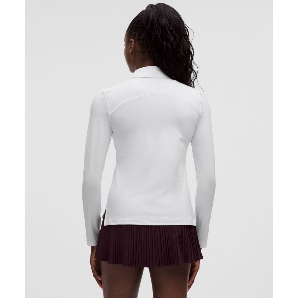 룰루레몬(LULULEMON) 퀵 드라이 롱슬리브 폴로 셔츠 *스트레이트 헴  WHT