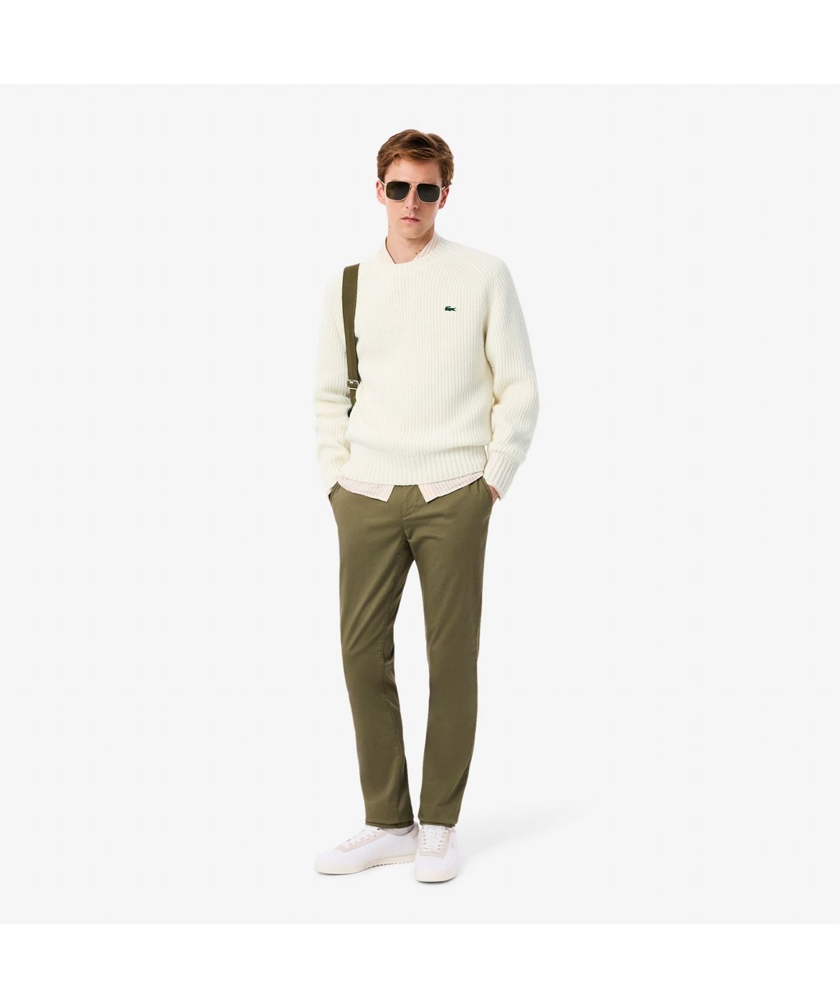 라코스테(LACOSTE) 남성 립조직 크루넥 스웨터 AH3142-55N XFJ