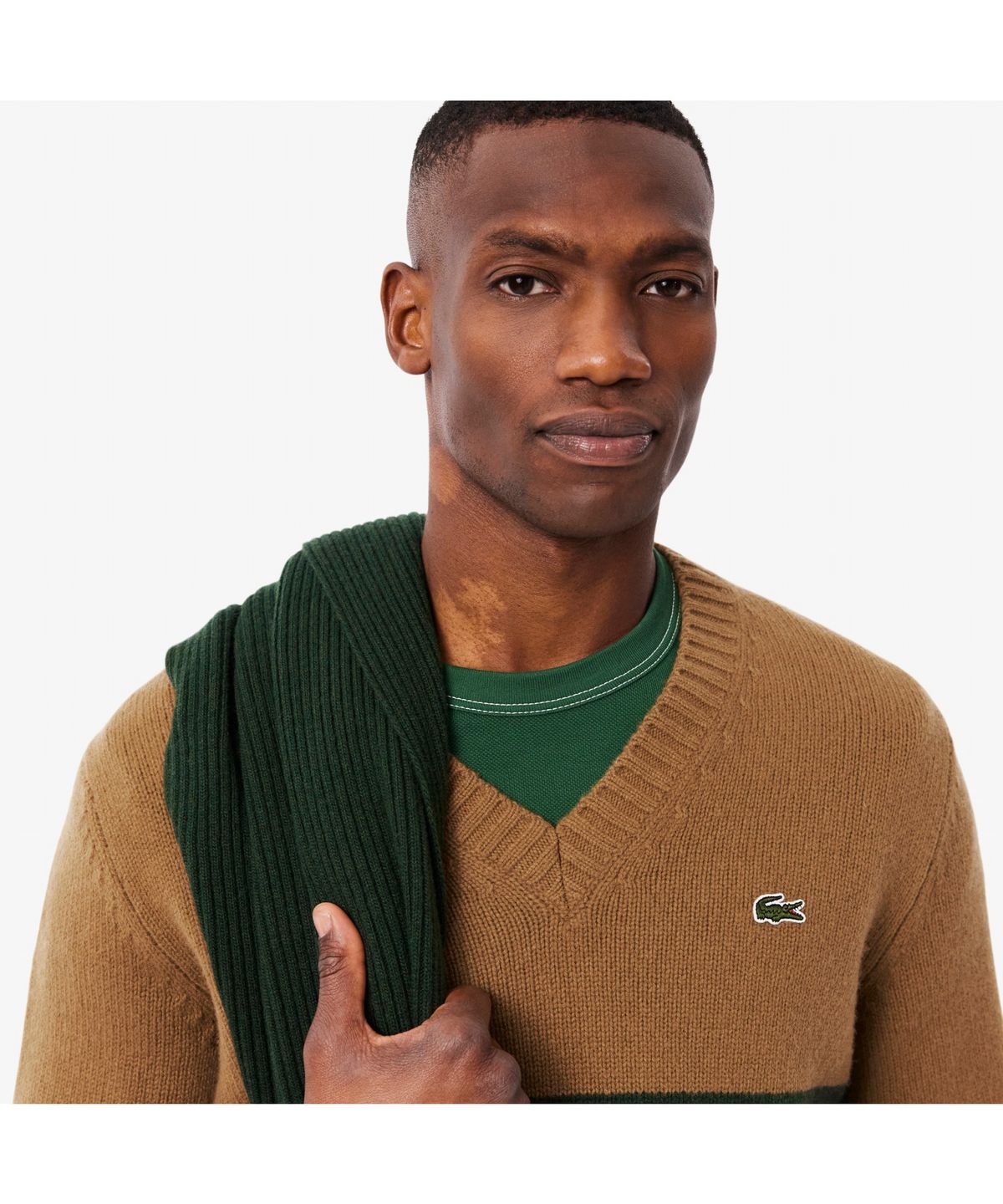 라코스테(LACOSTE) 남성 스트라이프 브이넥 스웨터 AH5180-55N 9IQ