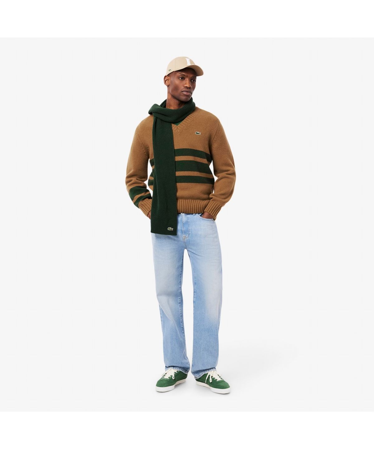 라코스테(LACOSTE) 남성 스트라이프 브이넥 스웨터 AH5180-55N 9IQ