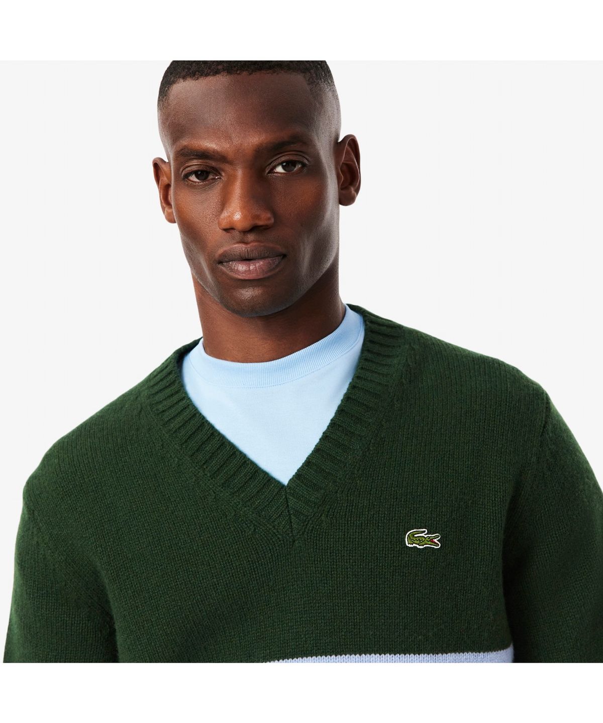 라코스테(LACOSTE) 남성 스트라이프 브이넥 스웨터 AH5180-55N 9IS