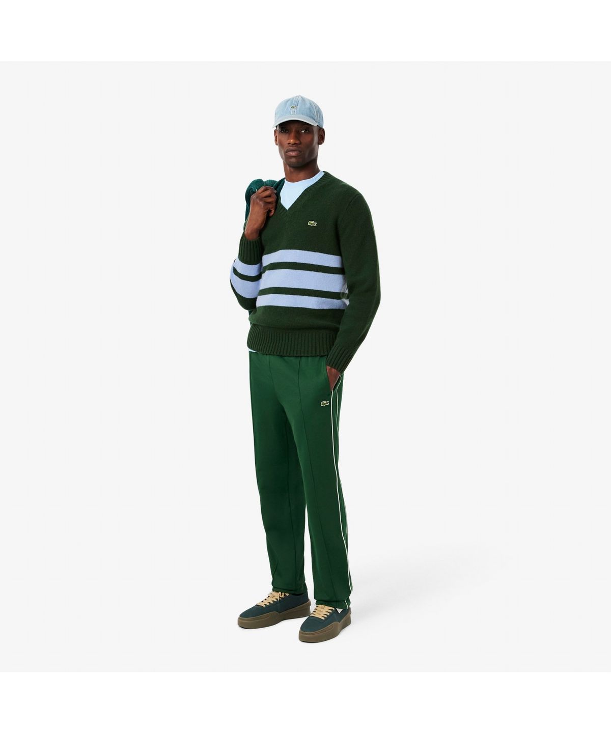라코스테(LACOSTE) 남성 스트라이프 브이넥 스웨터 AH5180-55N 9IS