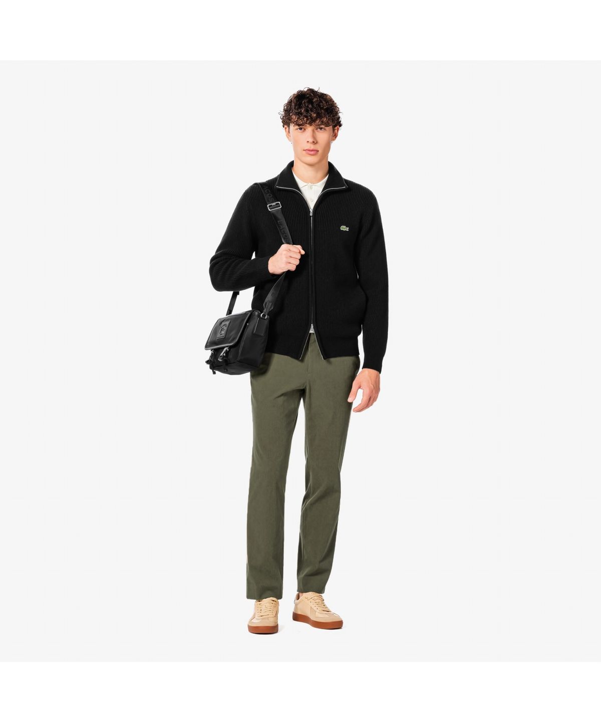 라코스테(LACOSTE) 남성 립조직 풀집업 가디건 AH155E-55N 031