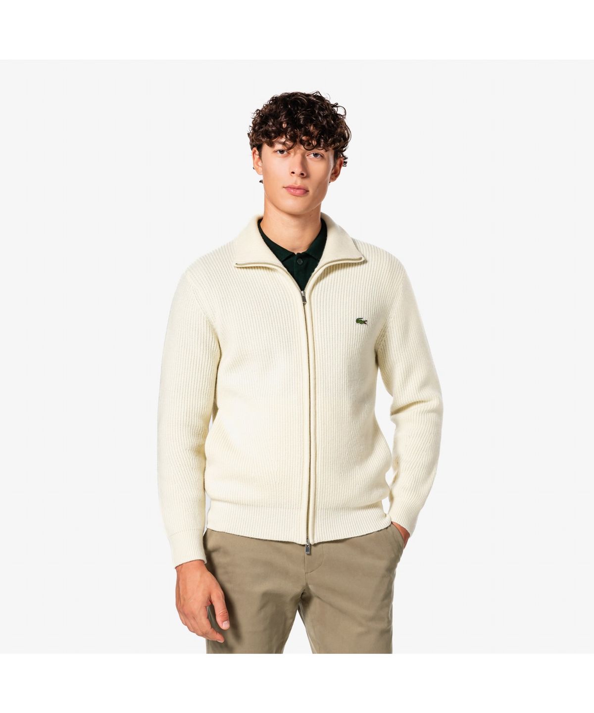 라코스테(LACOSTE) 남성 립조직 풀집업 가디건 AH155E-55N 70V