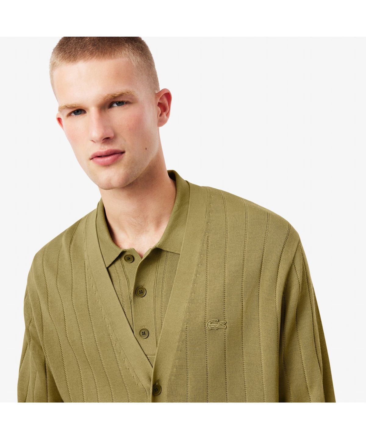 라코스테(LACOSTE) 남성 코튼 립 가디건 AH5338-55N E9F