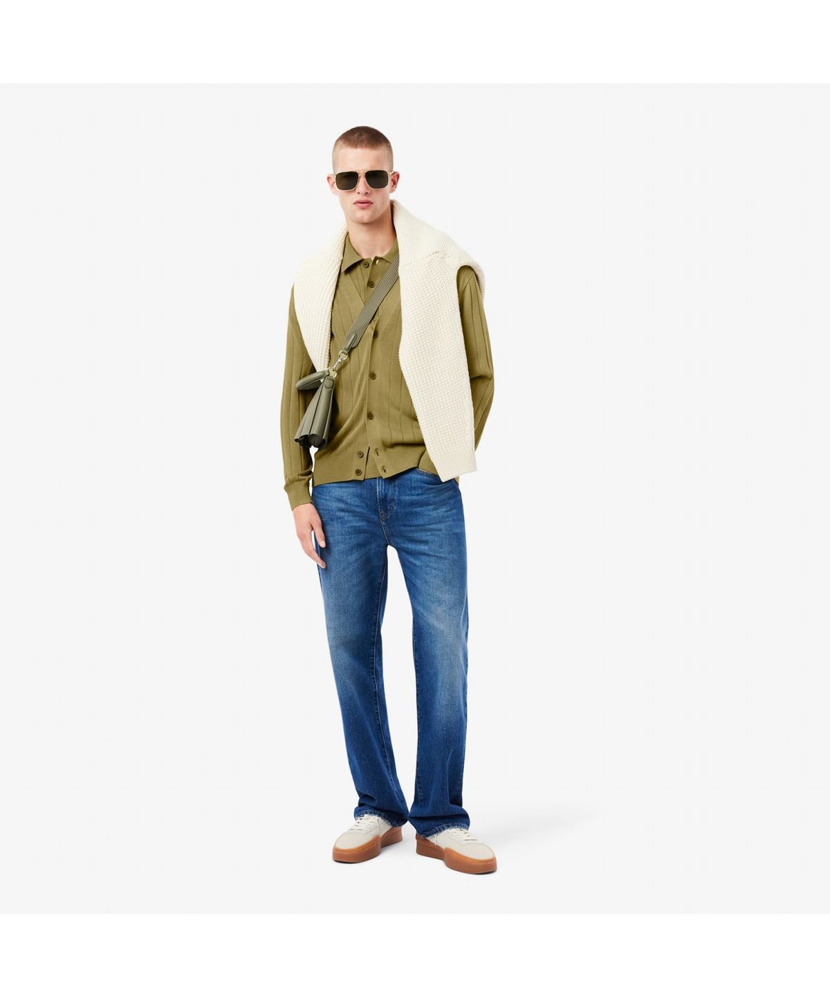 라코스테(LACOSTE) 남성 코튼 립 가디건 AH5338-55N E9F
