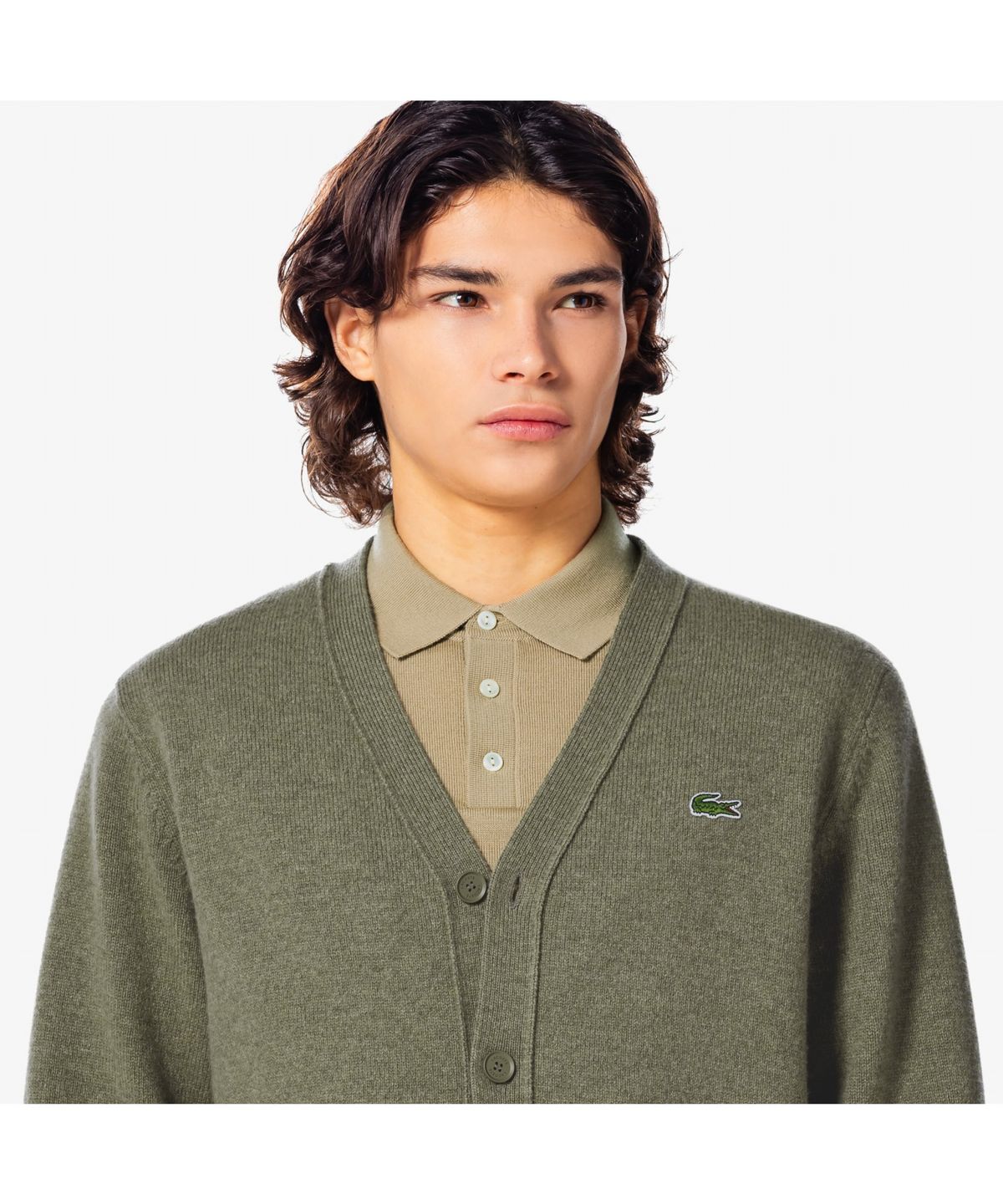 라코스테(LACOSTE) 남성 브이넥 방모 가디건 AH660E-55N E9F
